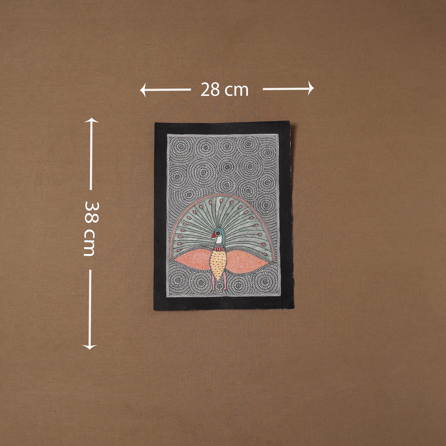 Handpainted madhubani painting by hira devi (15 x 11 in)