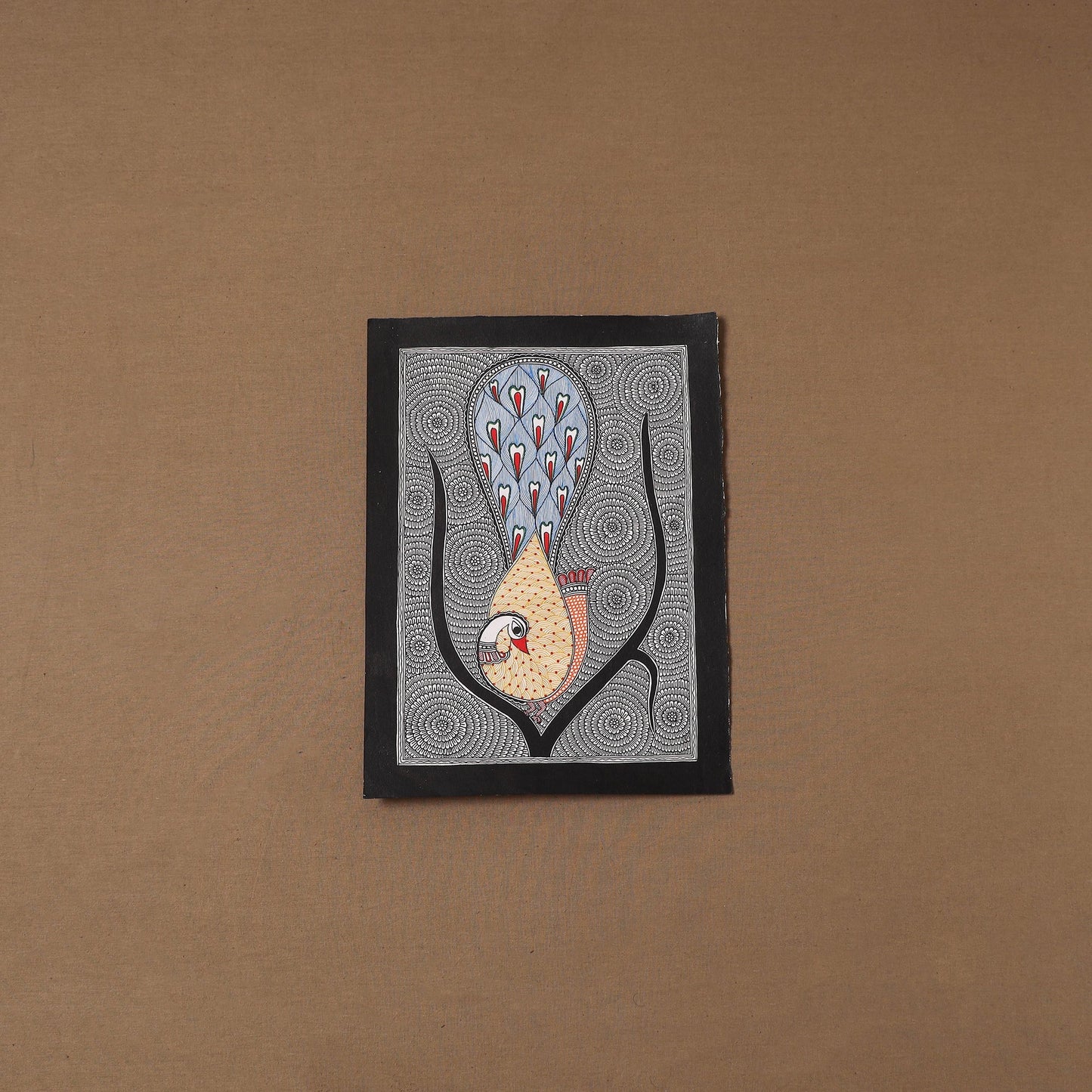 Handpainted madhubani painting by hira devi (15 x 11 in)