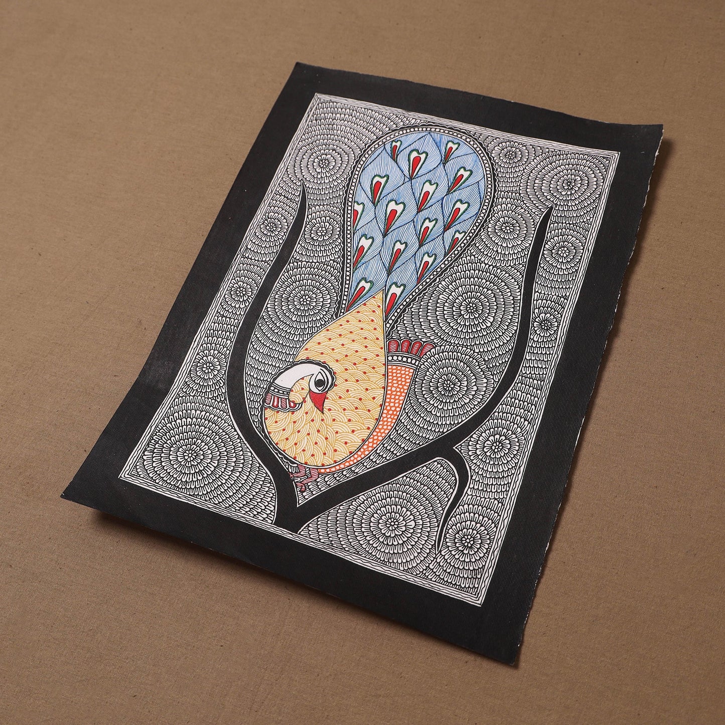 Handpainted madhubani painting by hira devi (15 x 11 in)