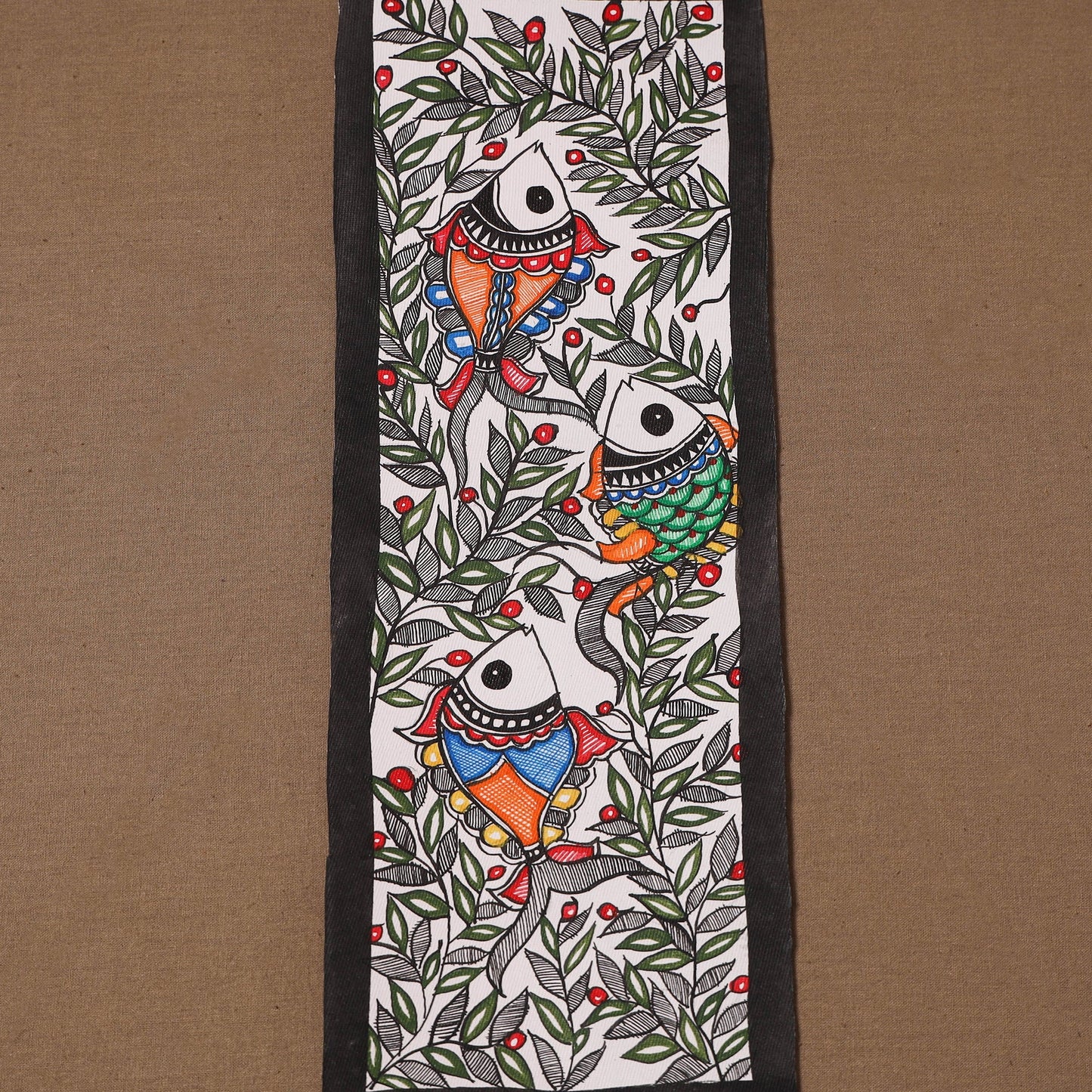 Handpainted madhubani painting by hira devi (15 x 5 in) 128