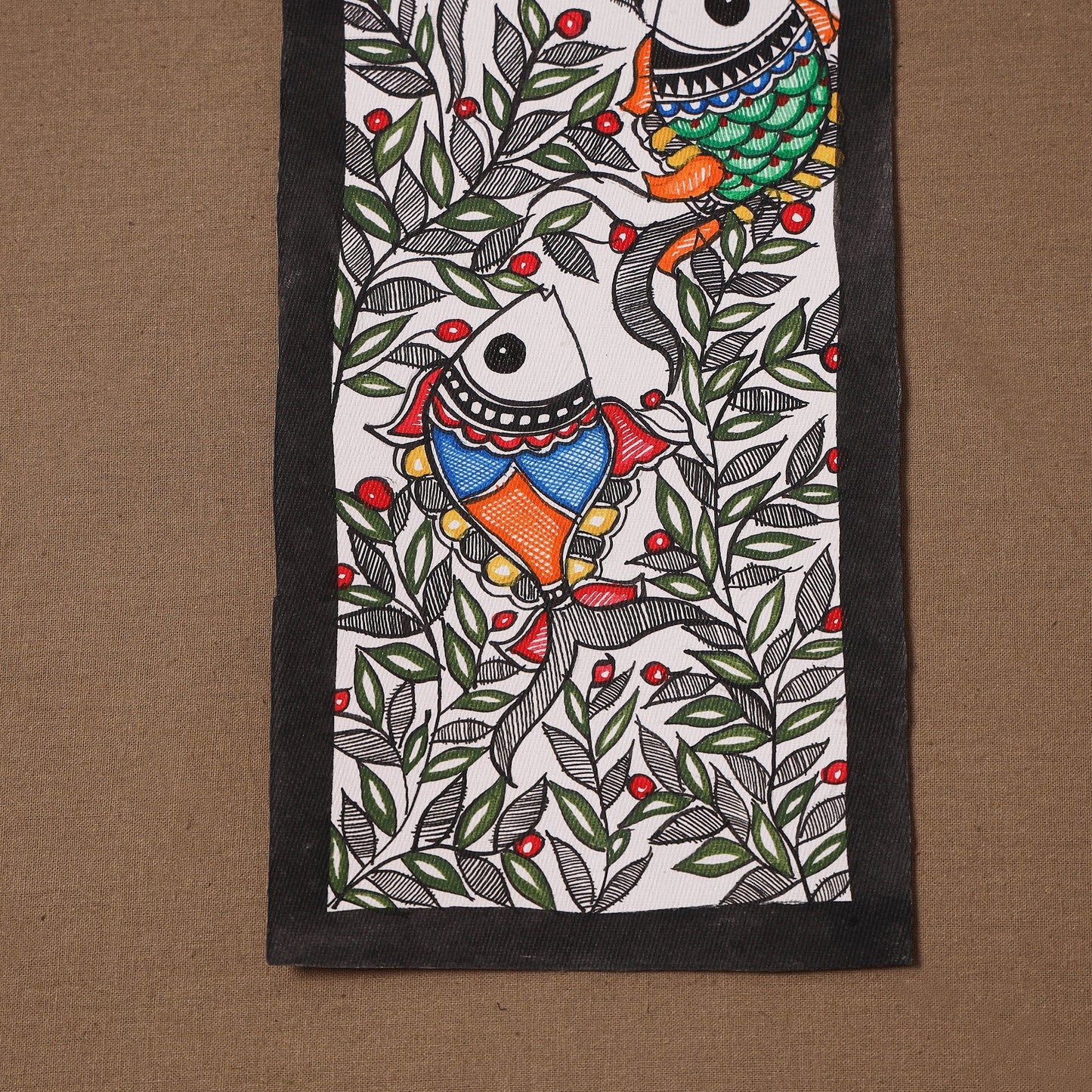 Handpainted madhubani painting by hira devi (15 x 5 in) 128