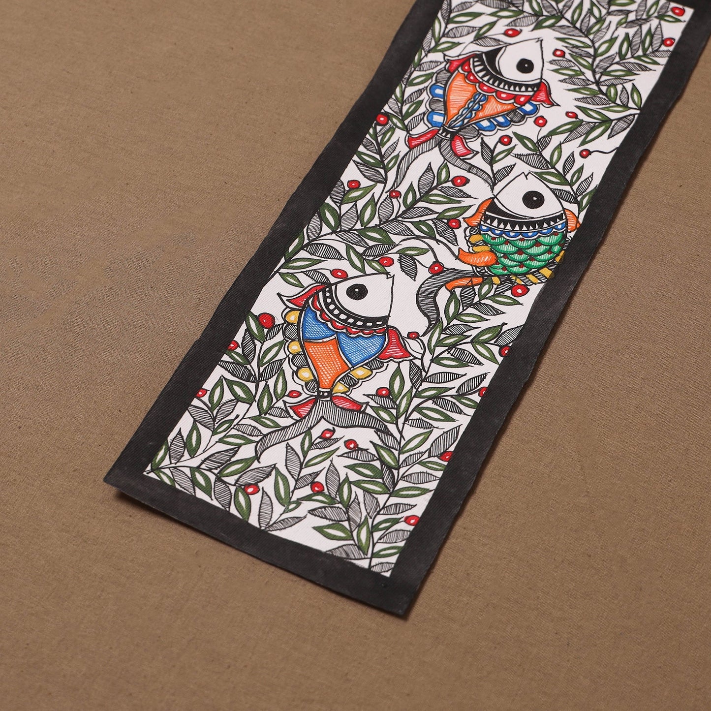 Handpainted madhubani painting by hira devi (15 x 5 in) 128