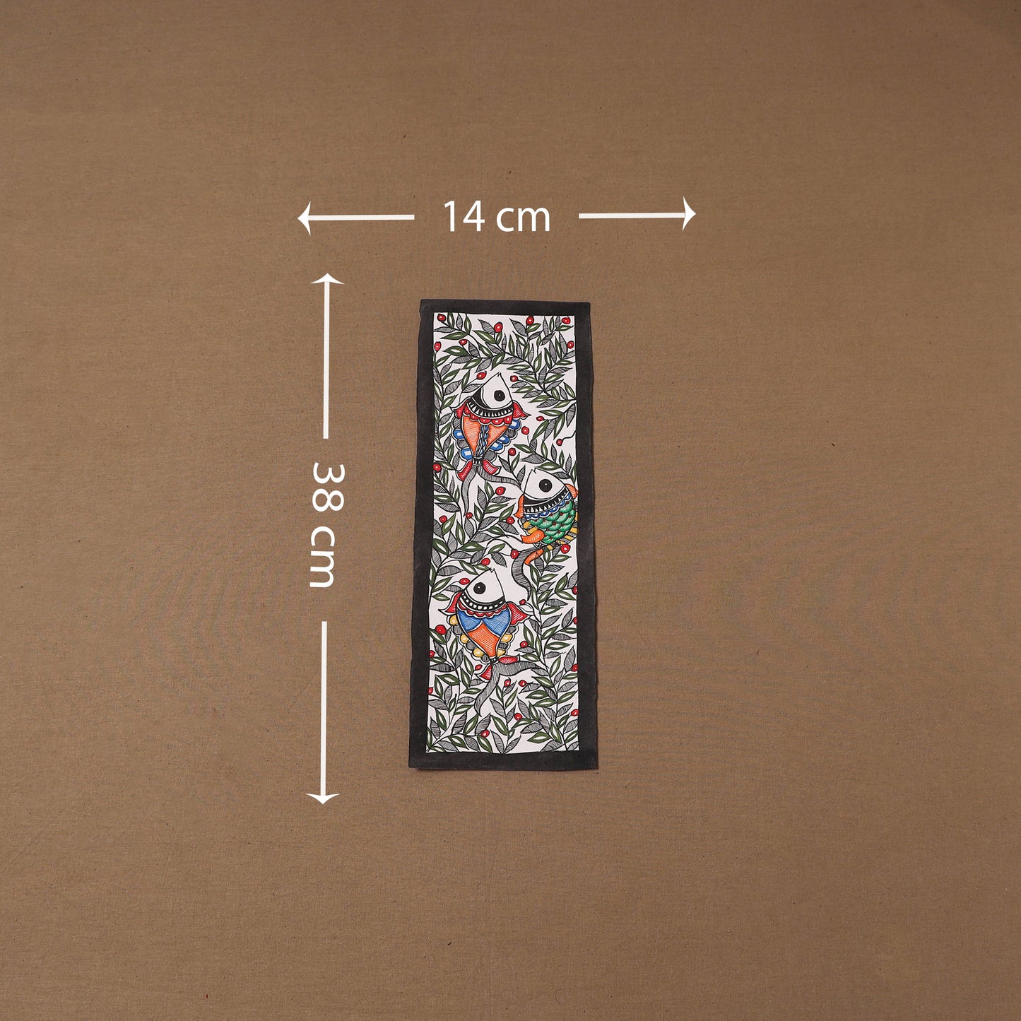 Handpainted madhubani painting by hira devi (15 x 5 in) 128