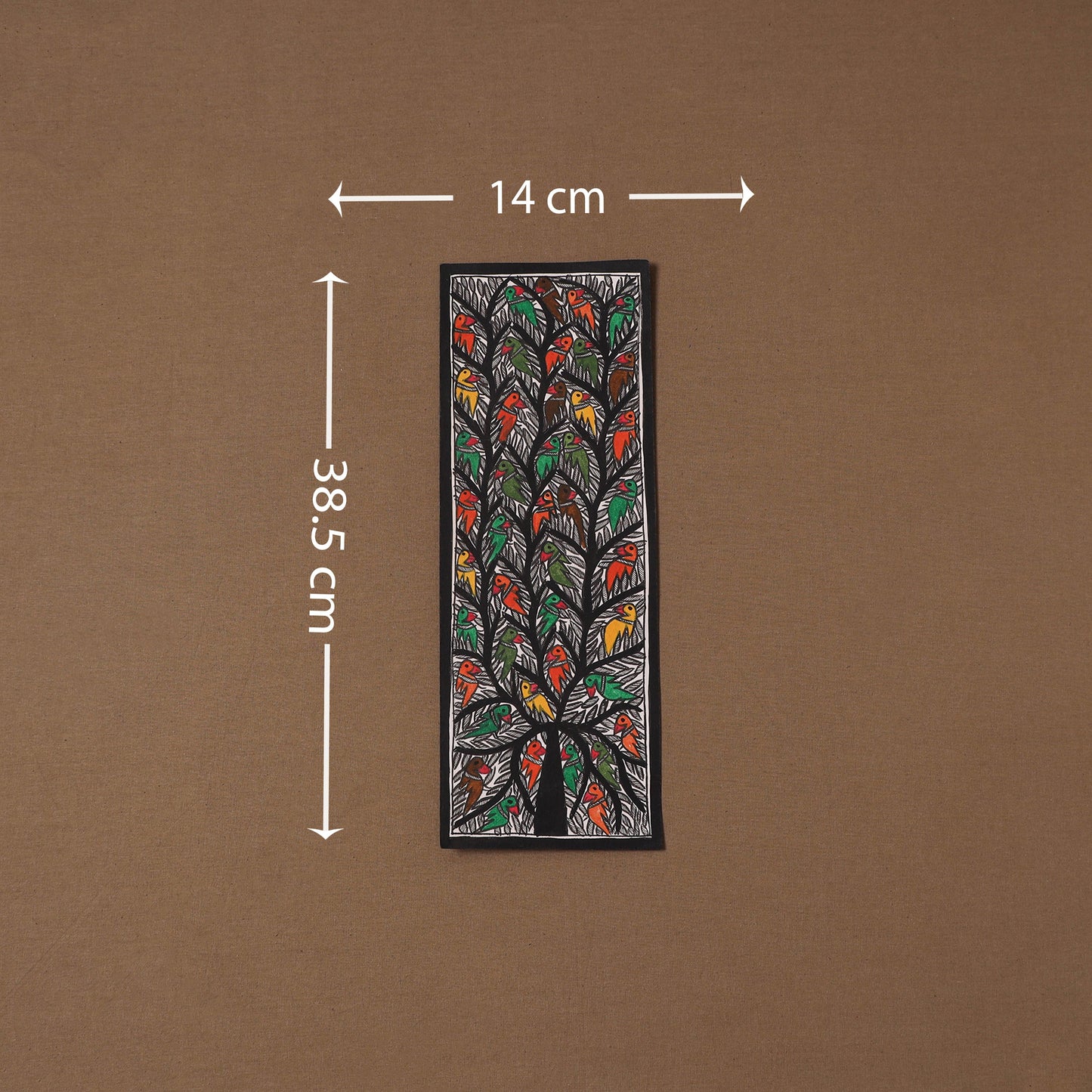 Handpainted madhubani painting by hira devi (15 x 5 in) 54