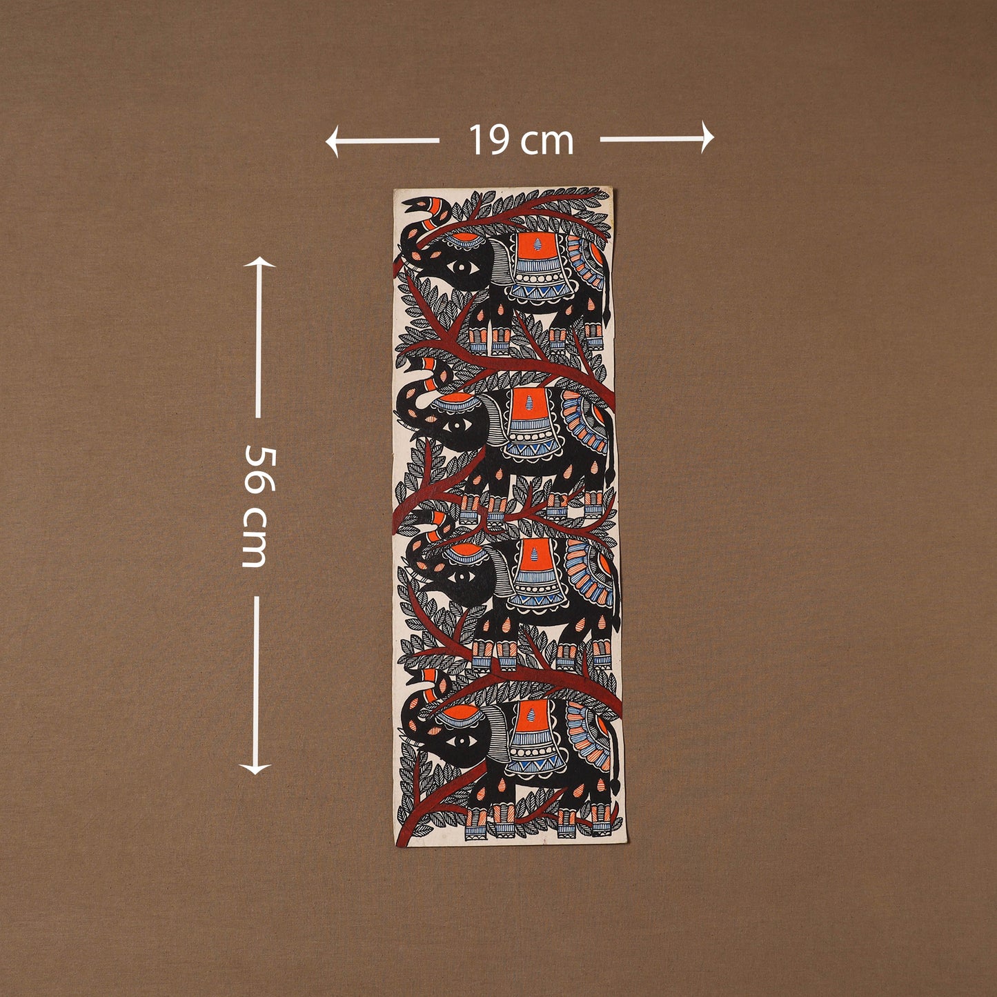 Handpainted madhubani painting by hira devi (22 x 7 in) 46