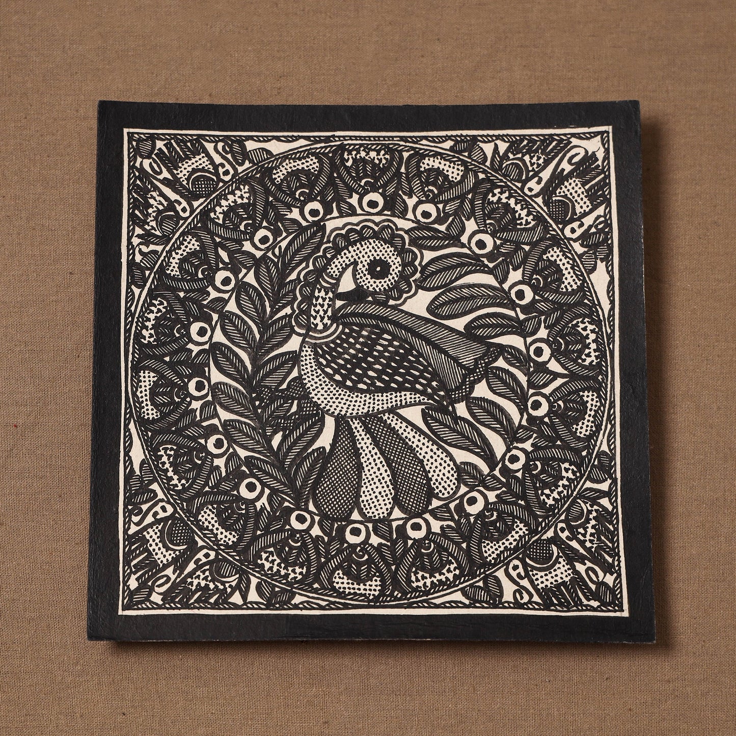 Handpainted madhubani painting by hira devi (6 x 6 in) 129