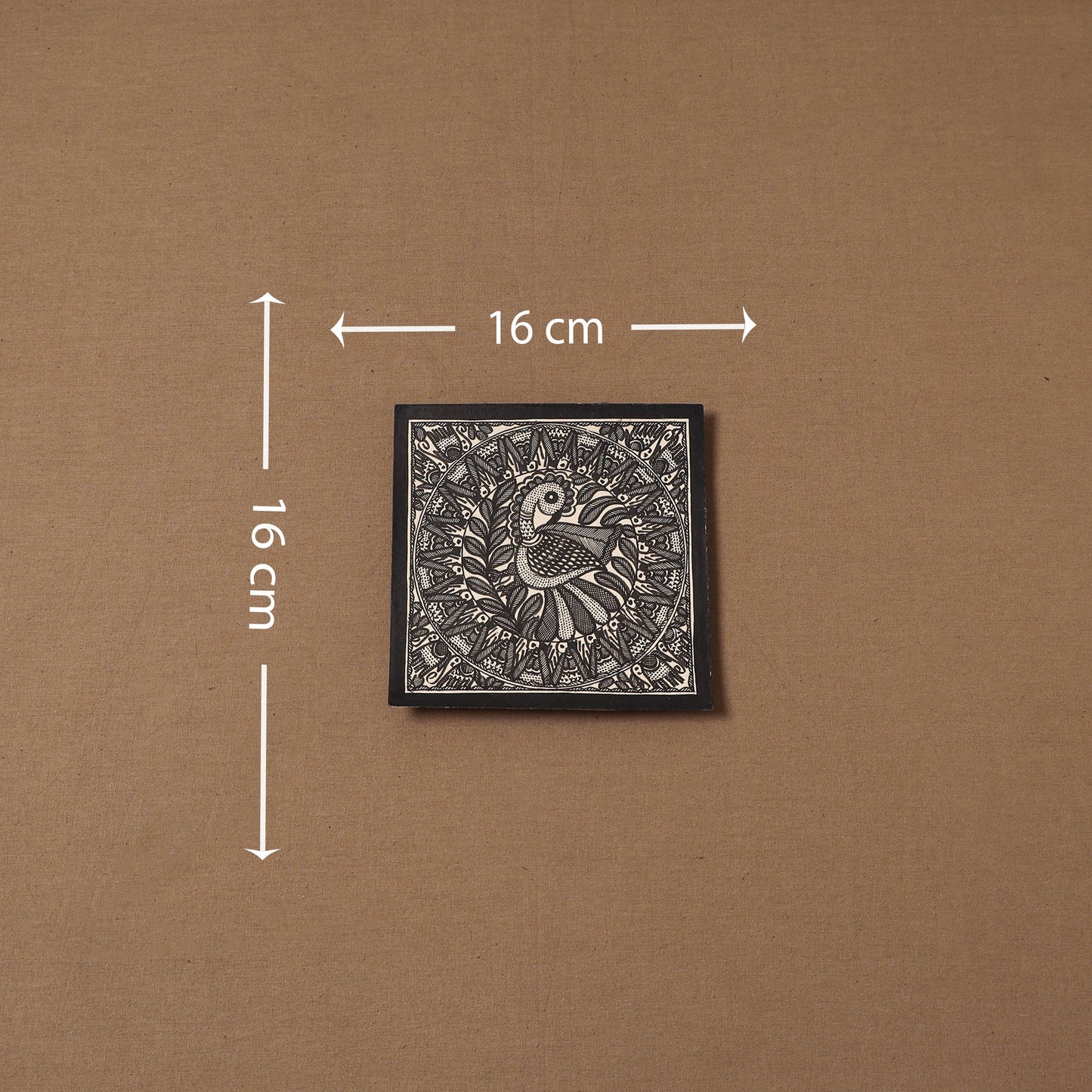 Handpainted madhubani painting by hira devi (6 x 6 in) 130