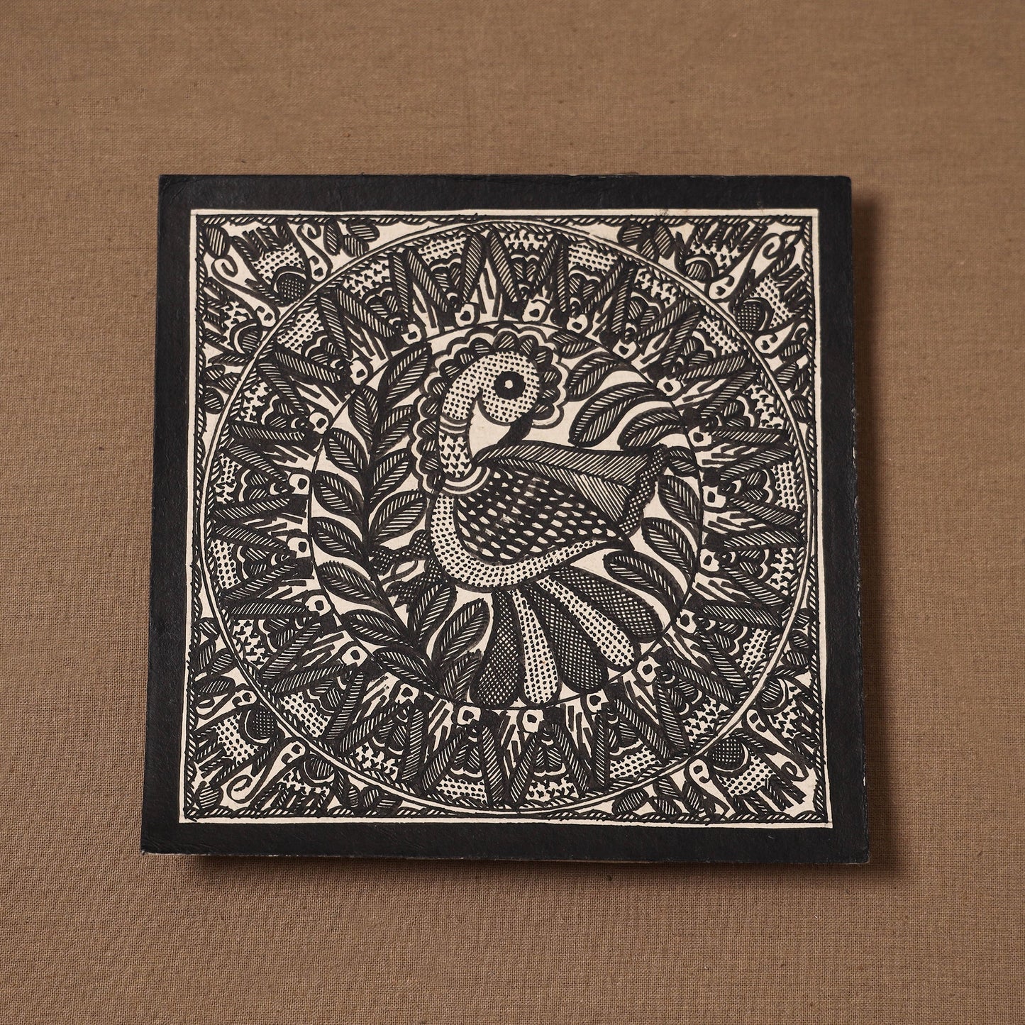 Handpainted madhubani painting by hira devi (6 x 6 in) 130