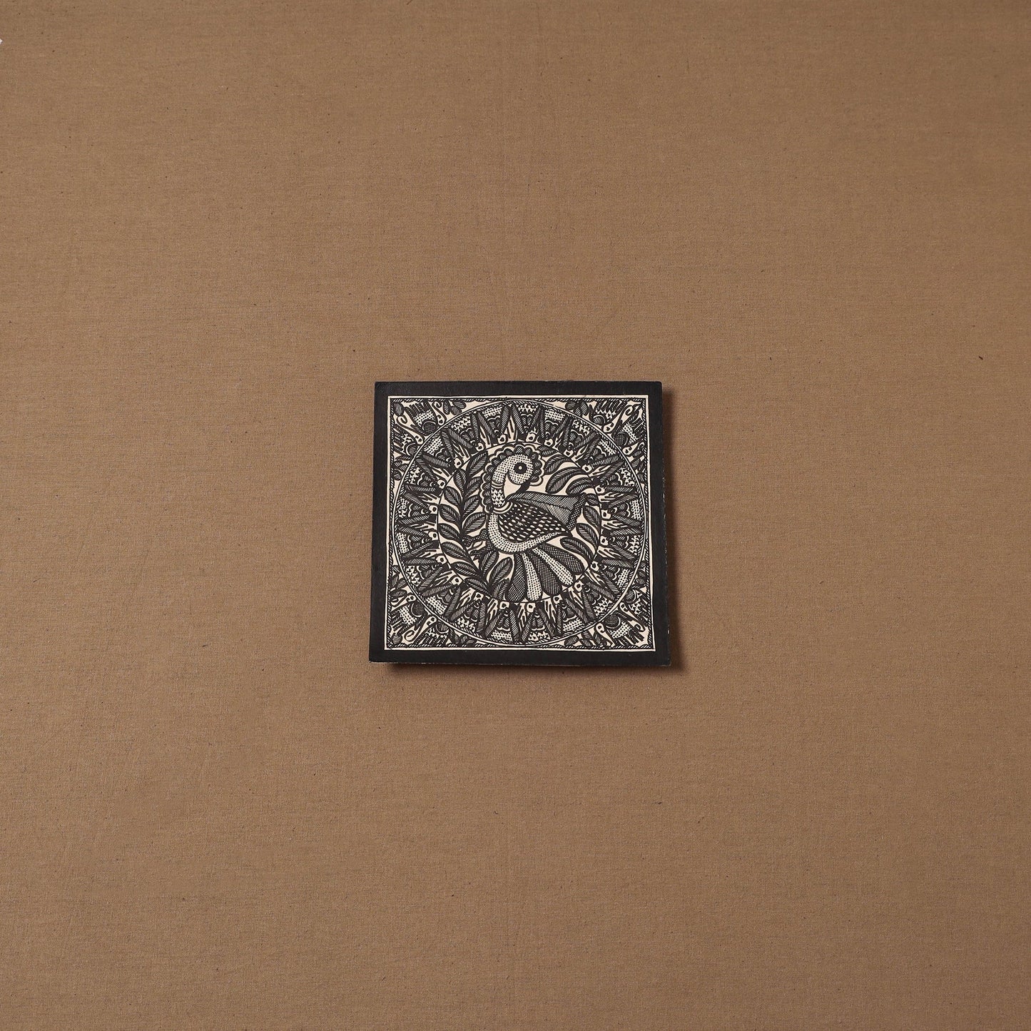 Handpainted madhubani painting by hira devi (6 x 6 in) 130