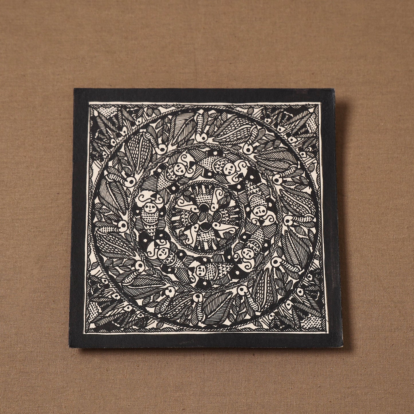 Handpainted madhubani painting by hira devi (6 x 6 in) 131