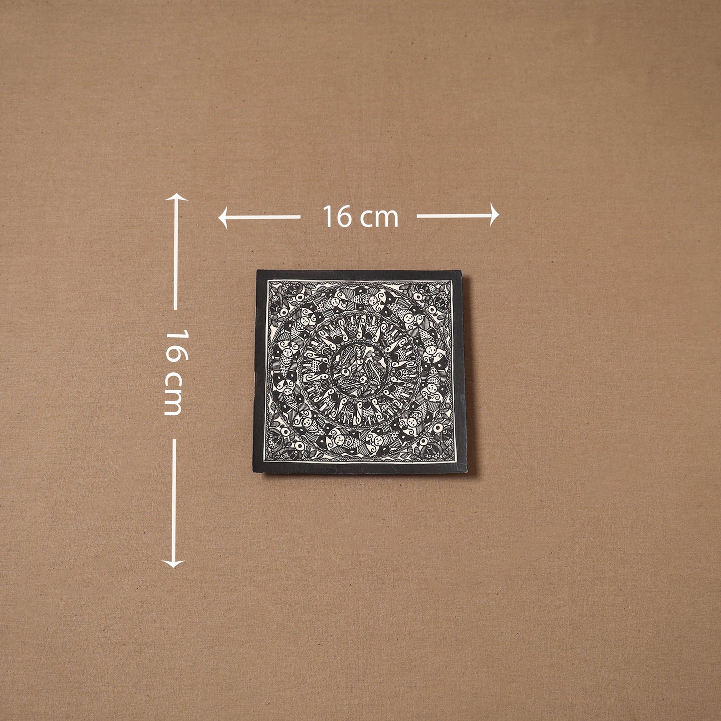 Handpainted madhubani painting by hira devi (6 x 6 in) 132