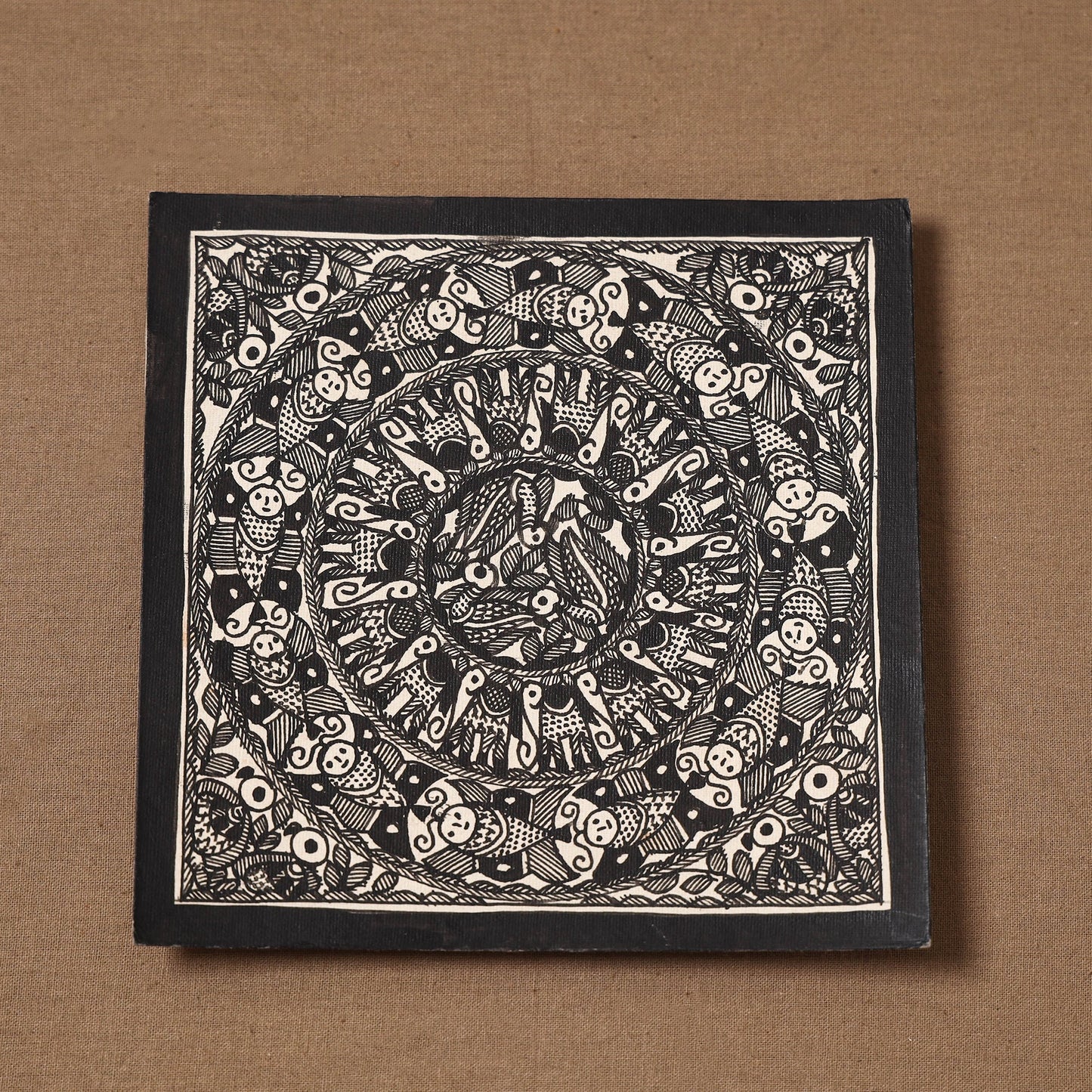 Handpainted madhubani painting by hira devi (6 x 6 in) 132