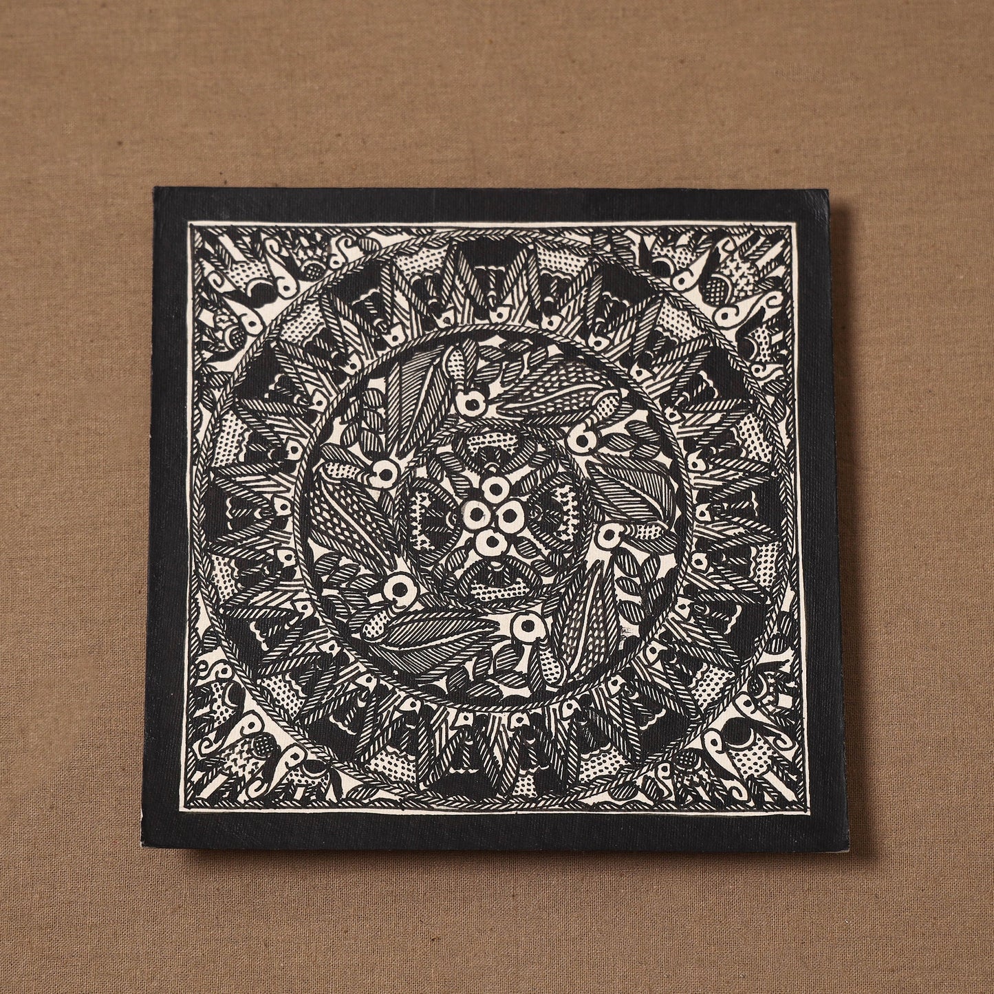 Handpainted madhubani painting by hira devi (6 x 6 in) 133