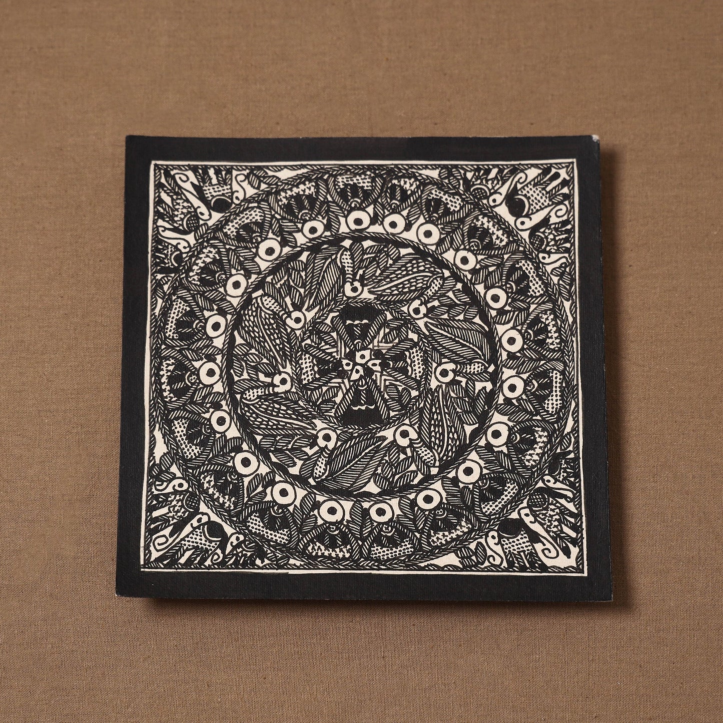 Handpainted madhubani painting by hira devi (6 x 6 in) 134