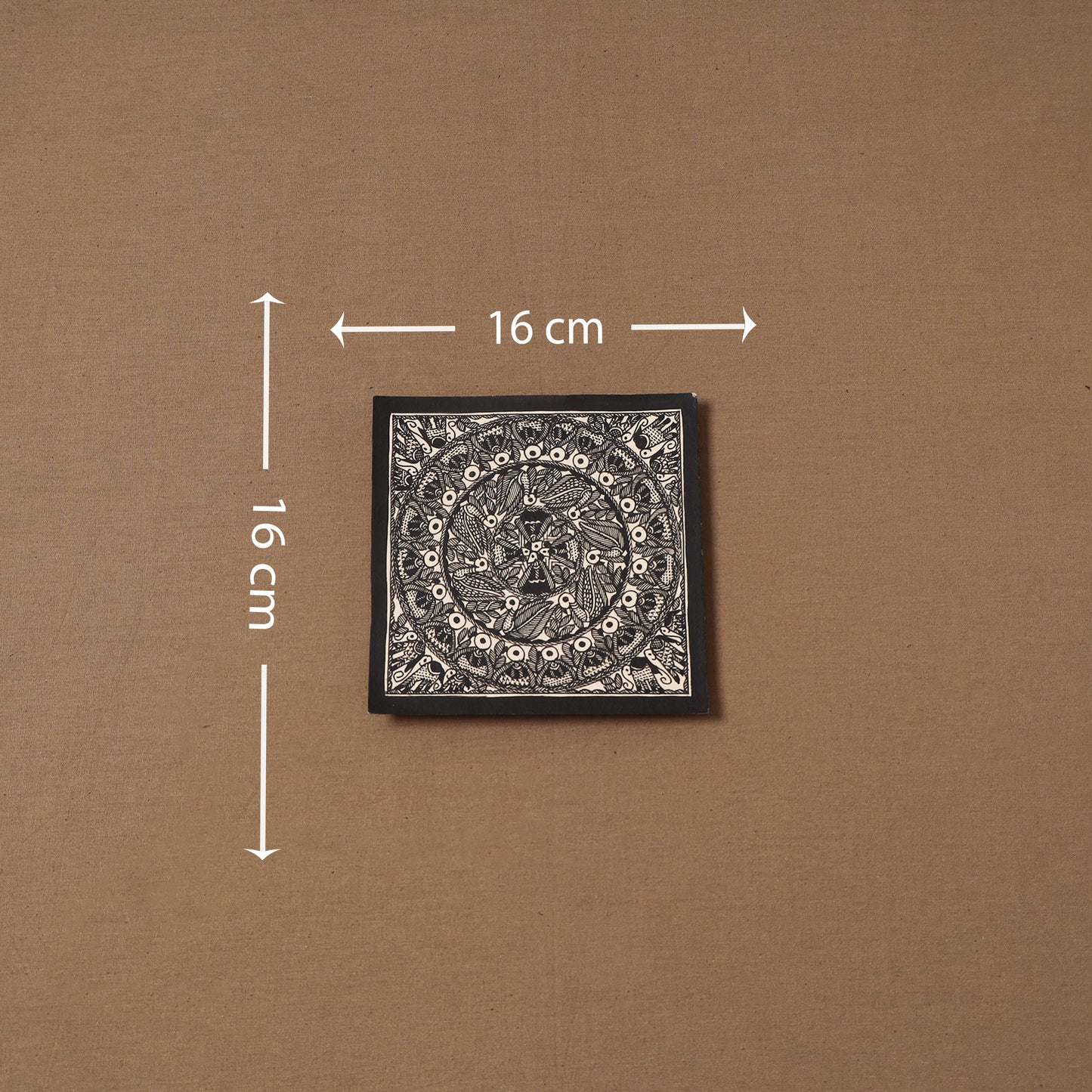 Handpainted madhubani painting by hira devi (6 x 6 in) 134