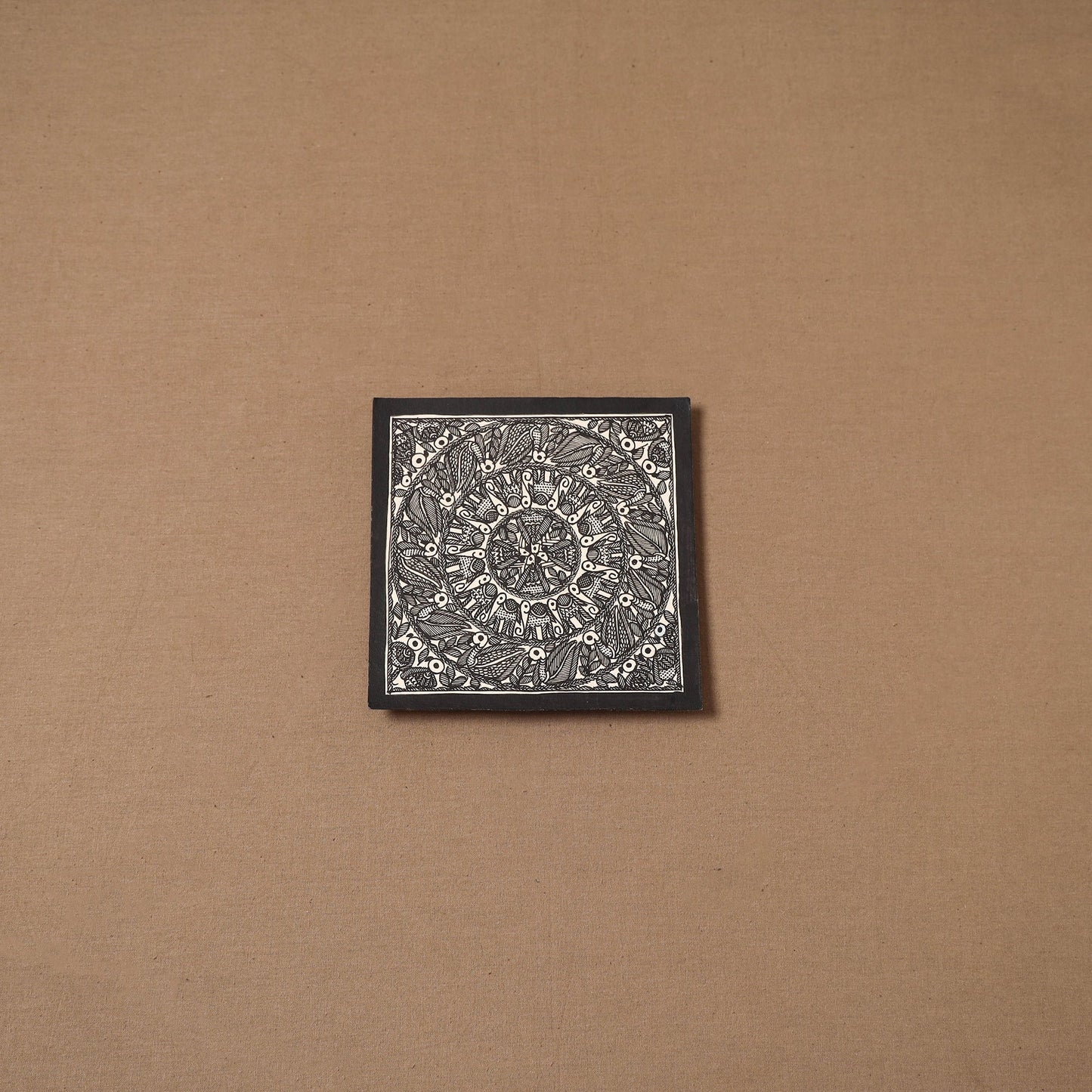 Handpainted madhubani painting by hira devi (6 x 6 in) 135