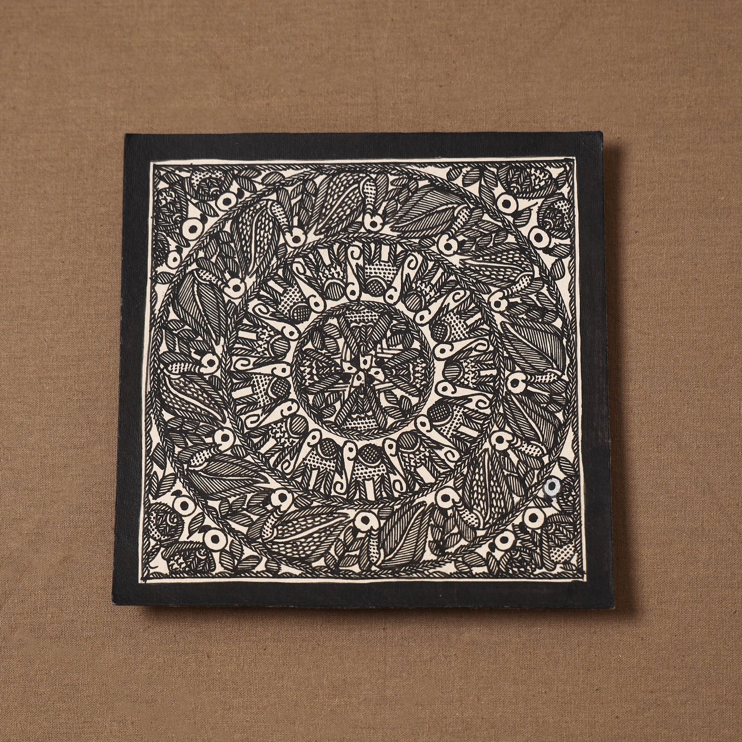 Handpainted madhubani painting by hira devi (6 x 6 in) 135