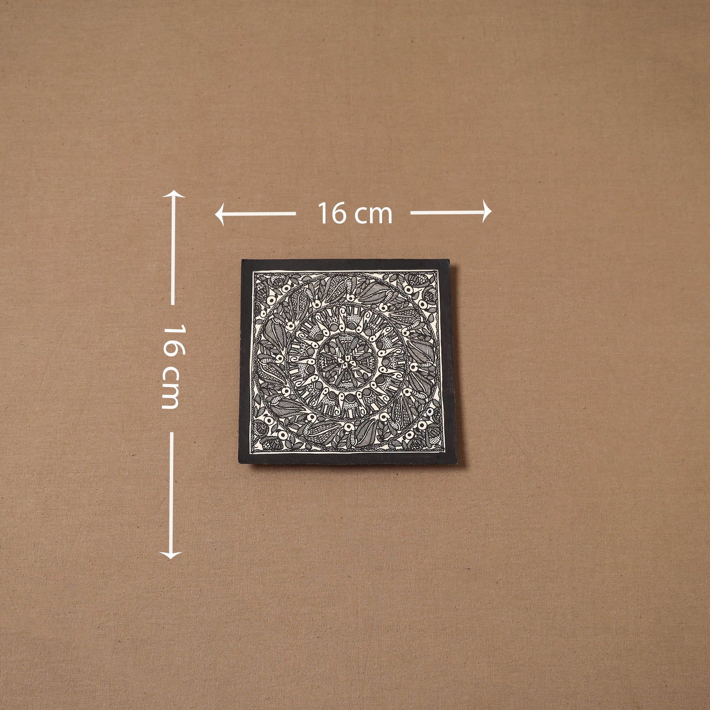 Handpainted madhubani painting by hira devi (6 x 6 in) 135