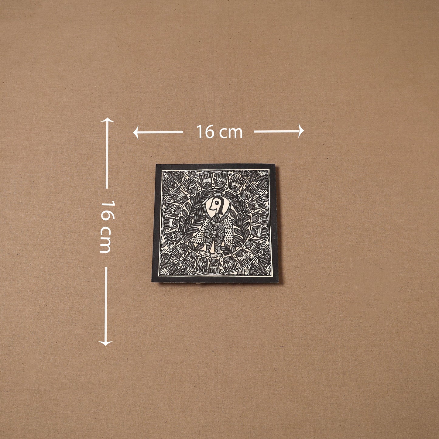 Handpainted madhubani painting by hira devi (6 x 6 in) 137