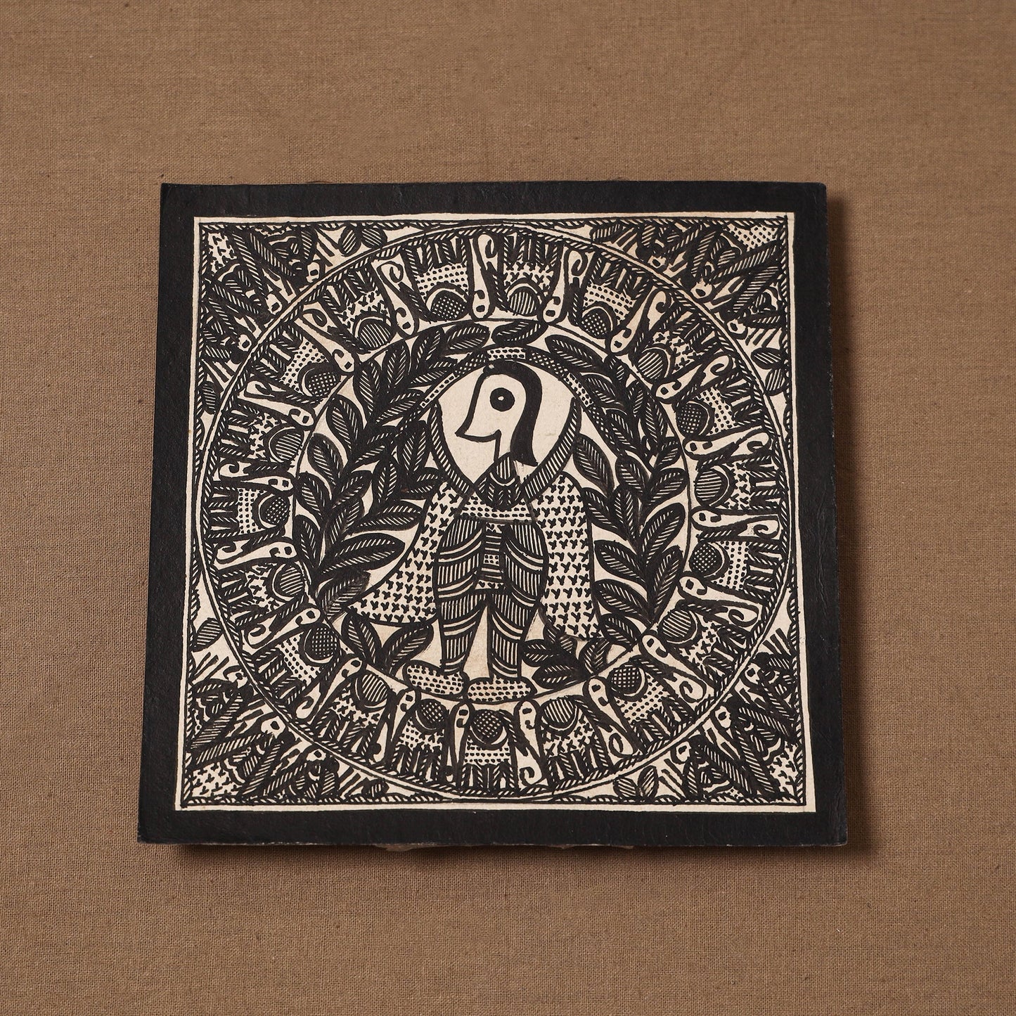 Handpainted madhubani painting by hira devi (6 x 6 in) 137