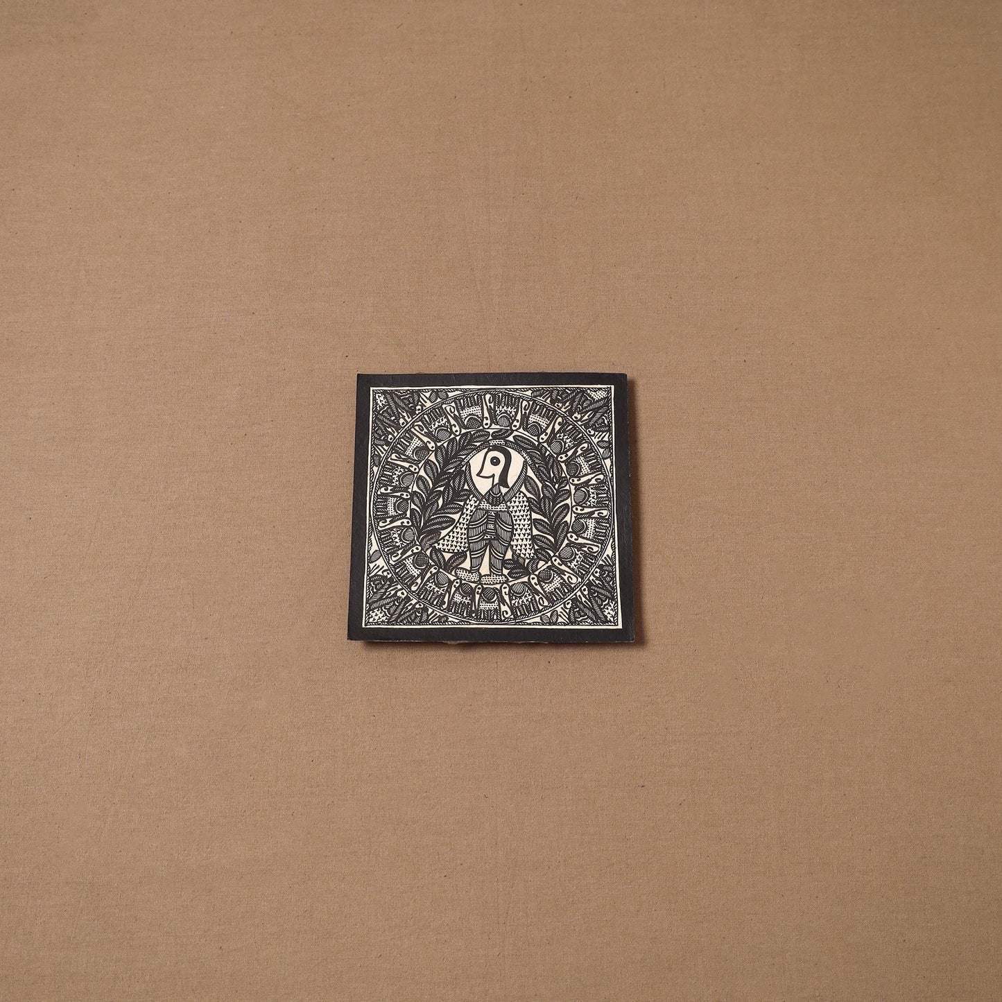 Handpainted madhubani painting by hira devi (6 x 6 in) 137