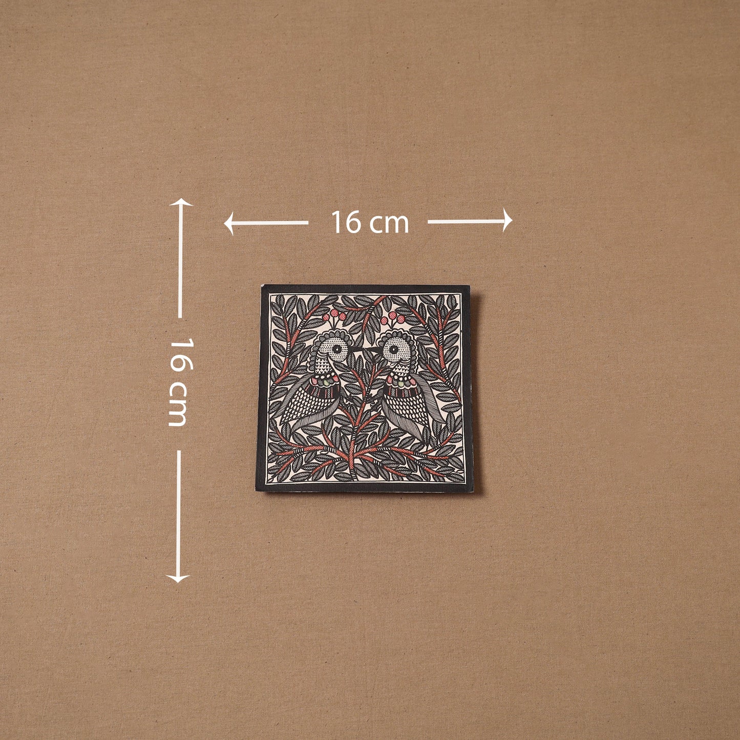 Handpainted madhubani painting by hira devi (6 x 6 in) 138