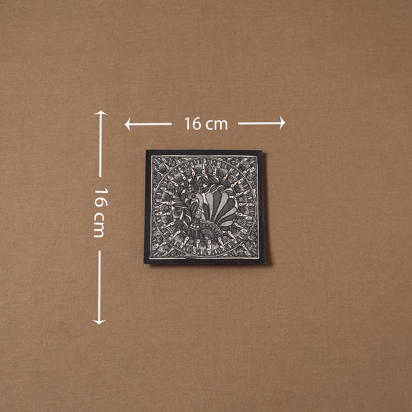 Handpainted madhubani painting by hira devi (6 x 6 in) 139