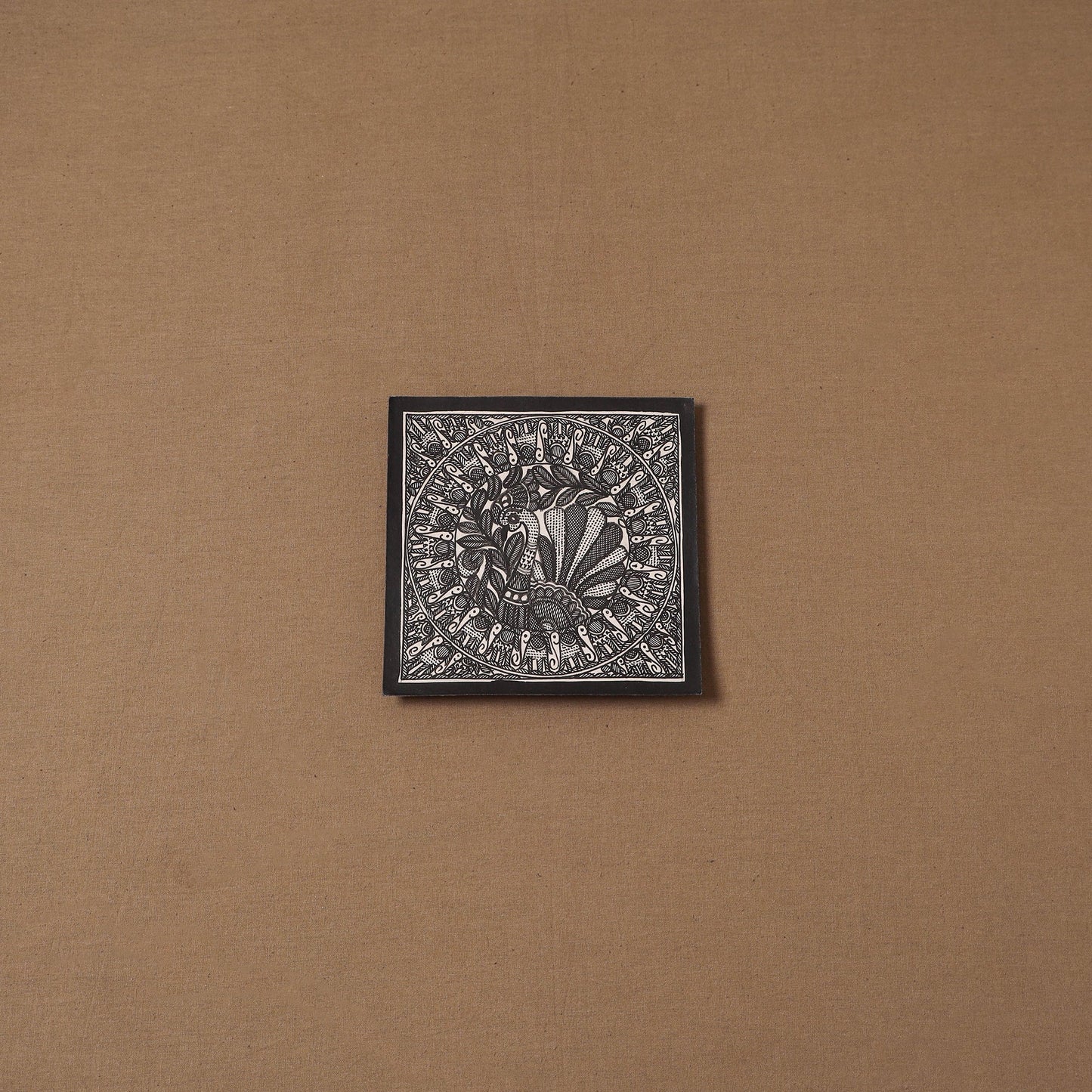 Handpainted madhubani painting by hira devi (6 x 6 in) 139