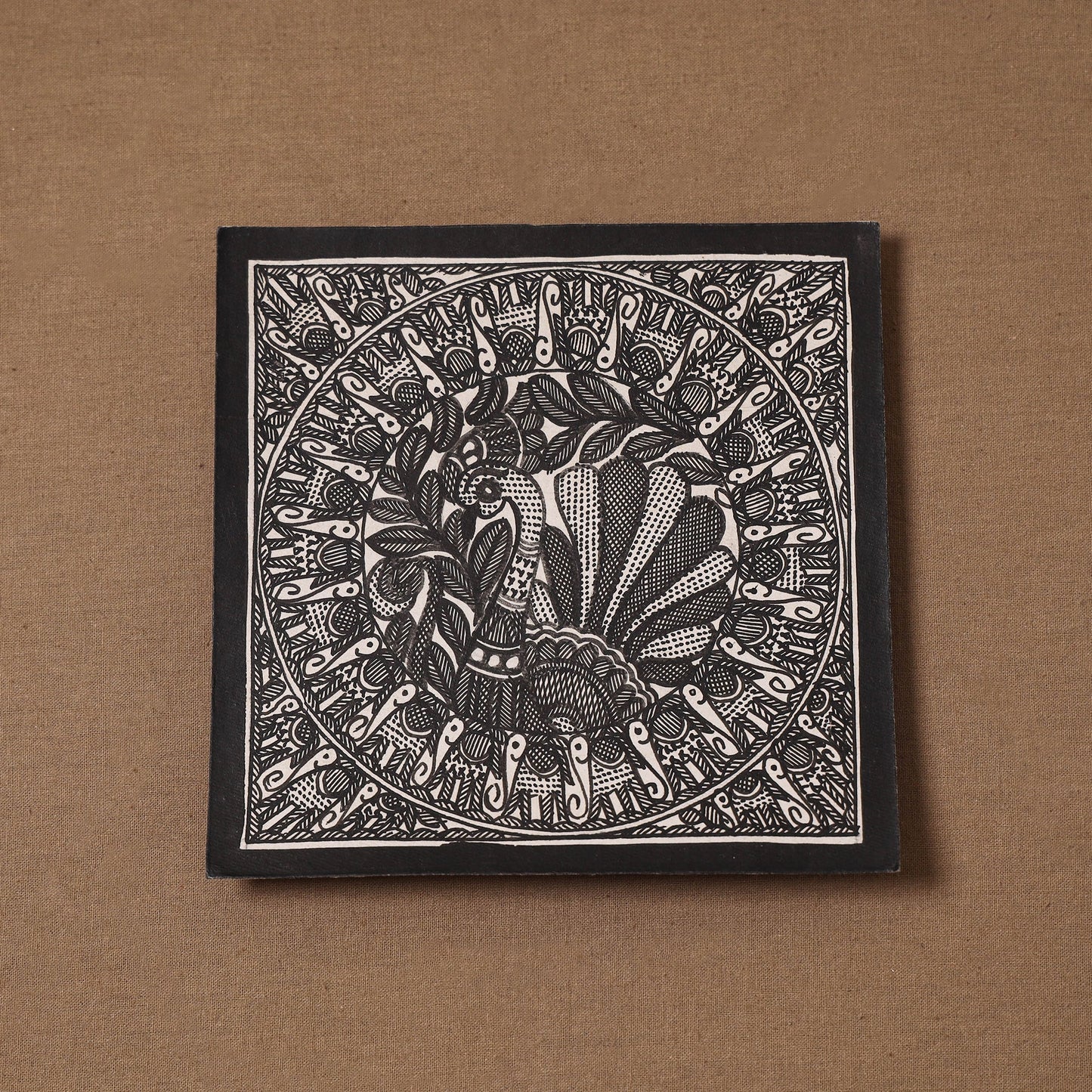 Handpainted madhubani painting by hira devi (6 x 6 in) 139