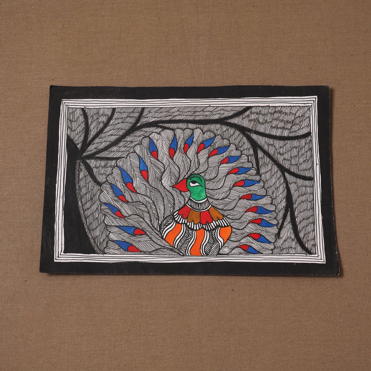 Handpainted madhubani painting by hira devi (7 x 11 in) 200