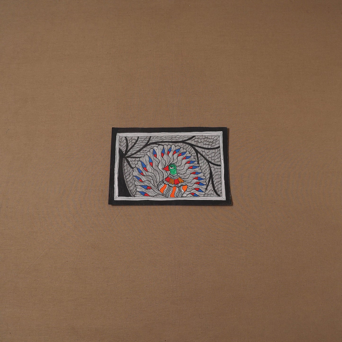 Handpainted madhubani painting by hira devi (7 x 11 in) 200