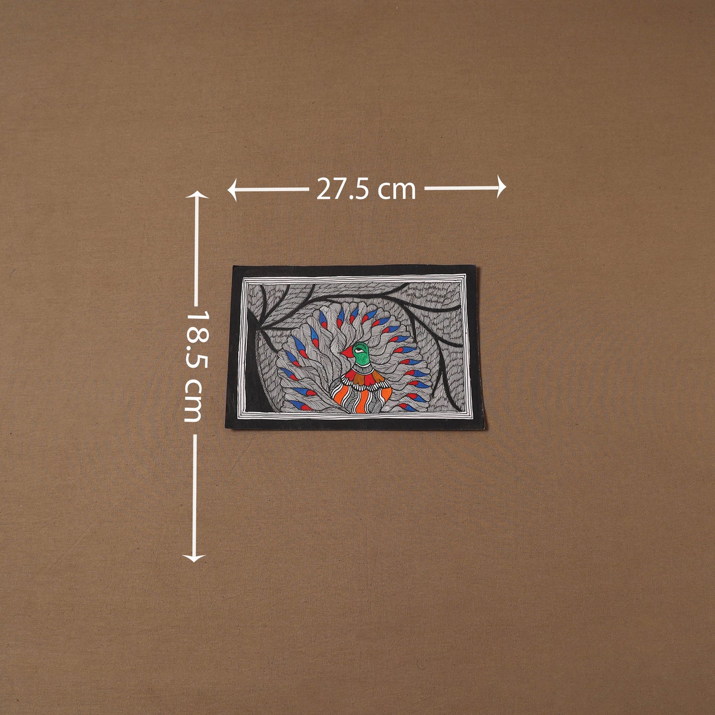 Handpainted madhubani painting by hira devi (7 x 11 in) 200