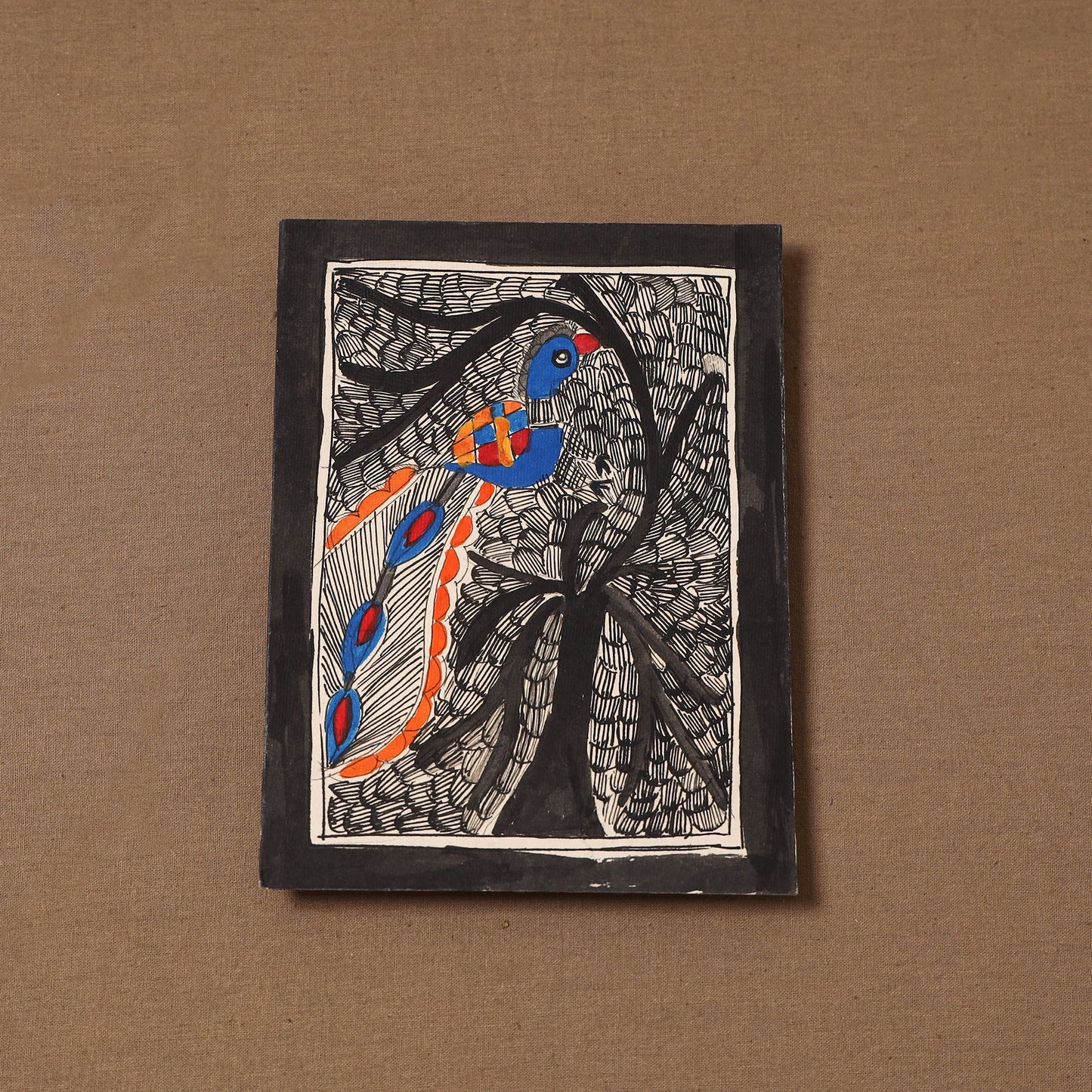 Handpainted madhubani painting by hira devi (7 x 5 in) 191