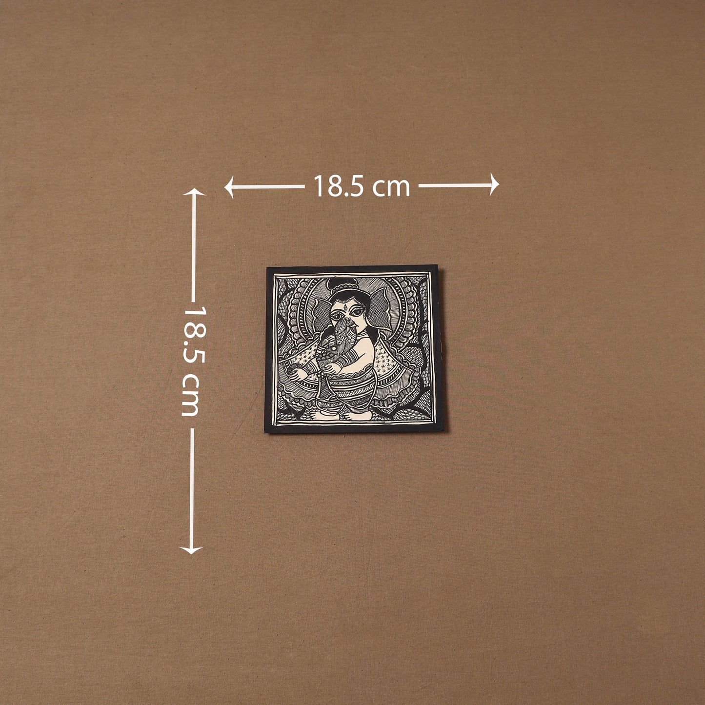 Handpainted madhubani painting by hira devi (7 x 7 in) 157