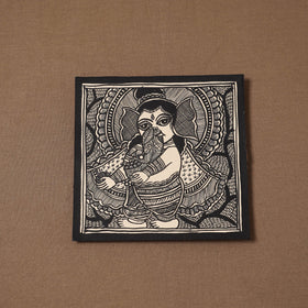 Handpainted madhubani painting by hira devi (7 x 7 in) 157