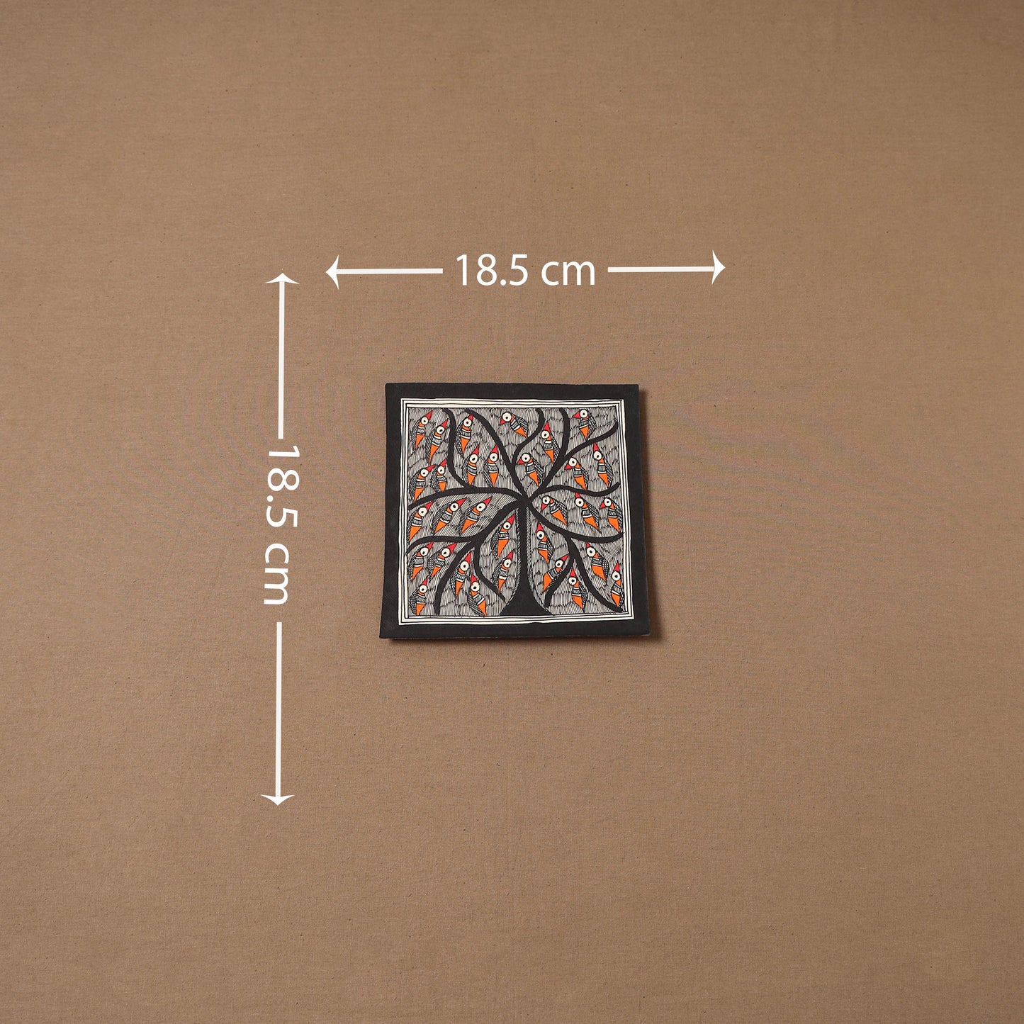 Handpainted madhubani painting by hira devi (7 x 7 in) 158