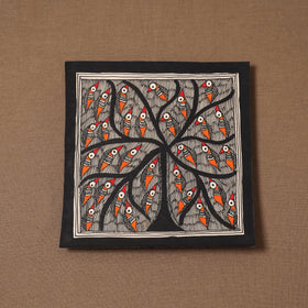 Handpainted madhubani painting by hira devi (7 x 7 in) 158