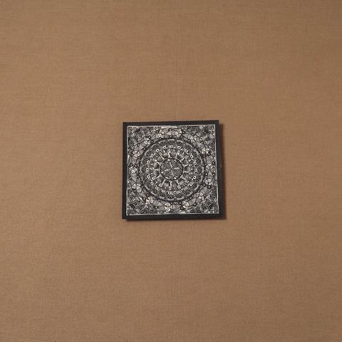 Handpainted madhubani painting by hira devi (7 x 7 in) 162