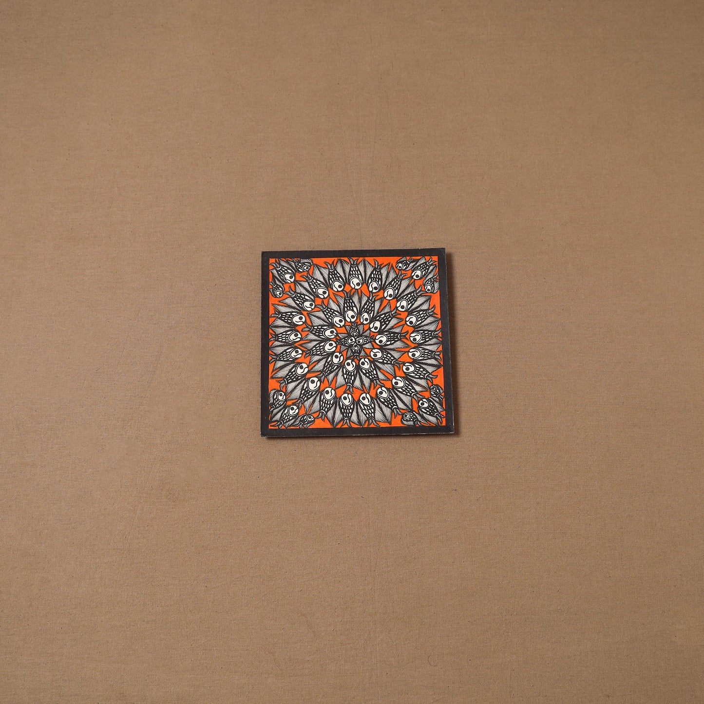 Handpainted madhubani painting by hira devi (7 x 7 in) 164