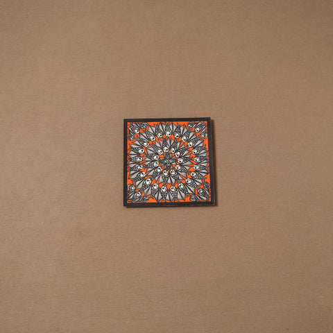 Handpainted madhubani painting by hira devi (7 x 7 in) 164