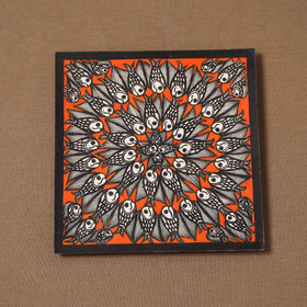 Handpainted madhubani painting by hira devi (7 x 7 in) 164