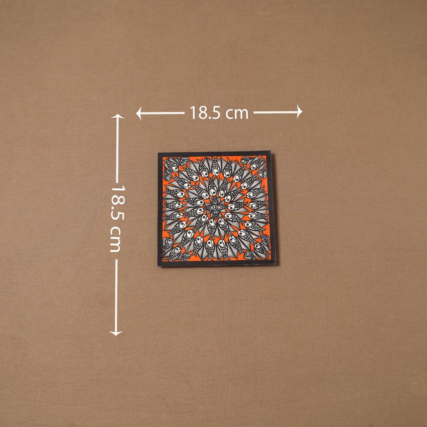 Handpainted madhubani painting by hira devi (7 x 7 in) 164