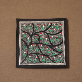 Handpainted madhubani painting by hira devi (7 x 7 in) 165