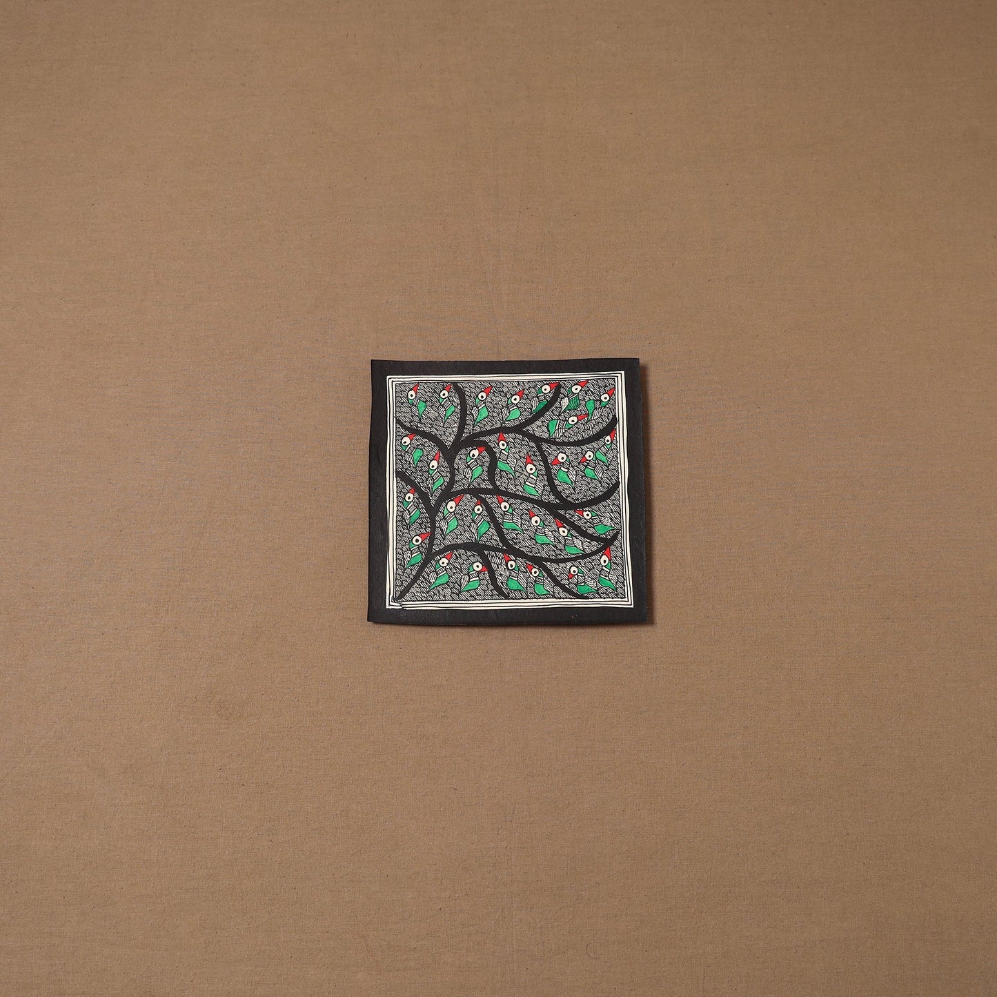 Handpainted madhubani painting by hira devi (7 x 7 in) 165