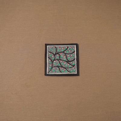 Handpainted madhubani painting by hira devi (7 x 7 in) 165