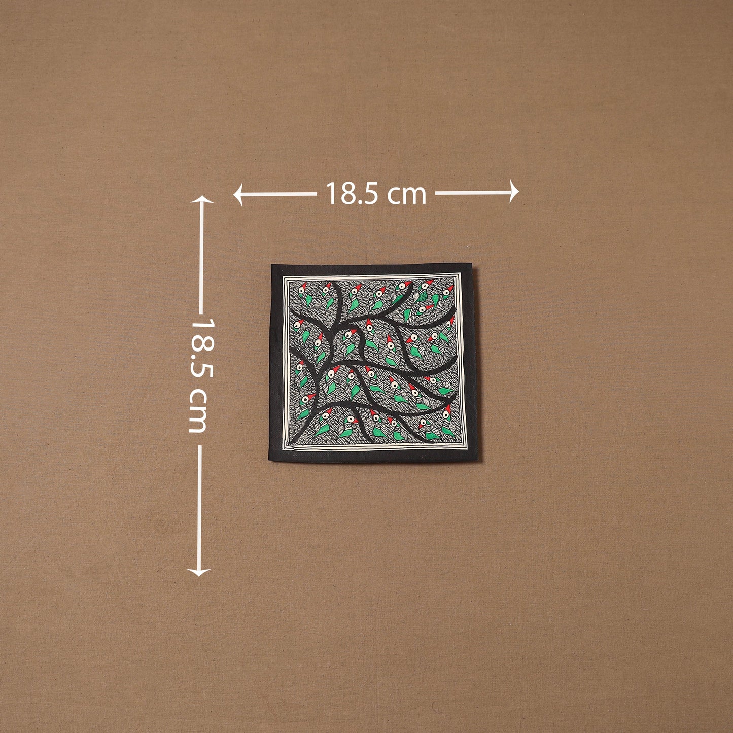 Handpainted madhubani painting by hira devi (7 x 7 in) 165