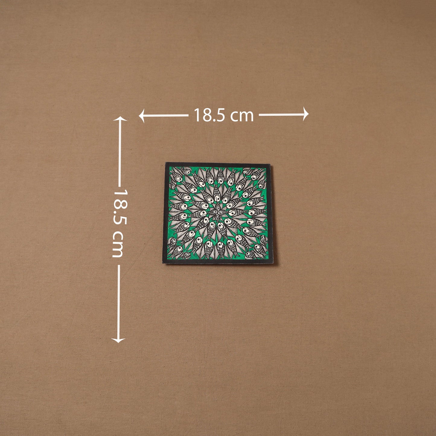 Handpainted madhubani painting by hira devi (7 x 7 in) 177