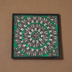 Handpainted madhubani painting by hira devi (7 x 7 in) 177