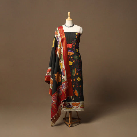 Handpainted srikalahasti bangalore silk pen kalamkari 2pc