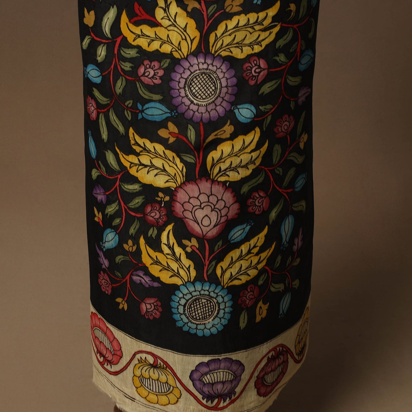 Handpainted srikalahasti bangalore silk pen kalamkari